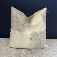 Load image into Gallery viewer, Grey and White Cowhide Cushion

