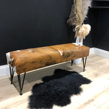 Load image into Gallery viewer, Tri Coloured Cowhide Deep Luxury Bench
