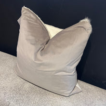 Load image into Gallery viewer, Grey and White Cowhide Cushion
