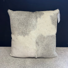 Load image into Gallery viewer, Grey and White Cowhide Cushion
