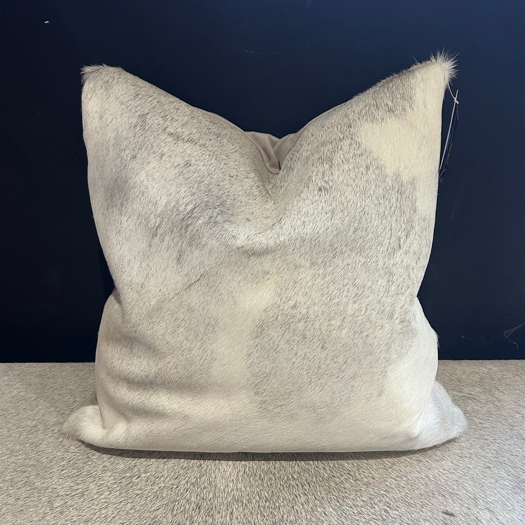 Grey and White Cowhide Cushion
