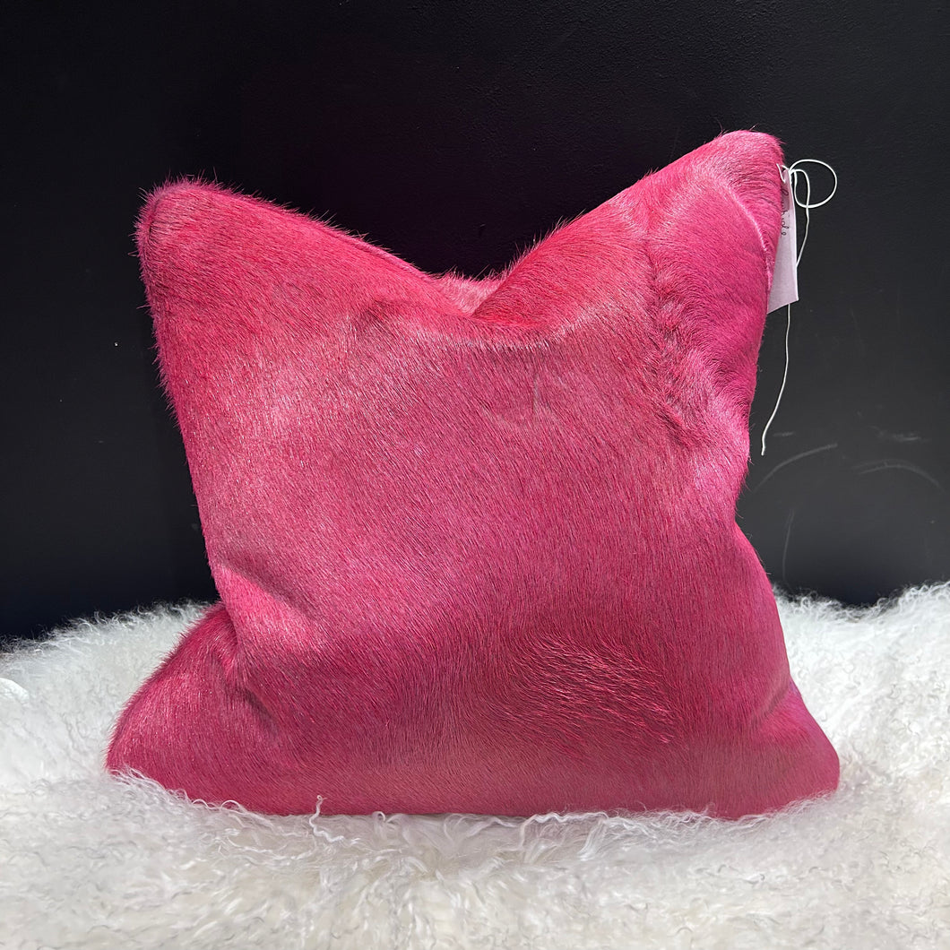 Fuscia Pink Cowhide Cushion