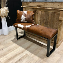 Load image into Gallery viewer, Bespoke Chestnut Cowhide Two Person Bench
