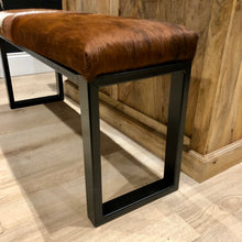 Load image into Gallery viewer, Bespoke Chestnut Cowhide Two Person Bench
