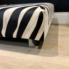 Load image into Gallery viewer, AVAILABLE TO ORDER! Bespoke Zebra Animal Print Cowhide Ottoman / Footstool / Coffee Table
