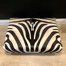 Load image into Gallery viewer, AVAILABLE TO ORDER! Bespoke Zebra Animal Print Cowhide Ottoman / Footstool / Coffee Table
