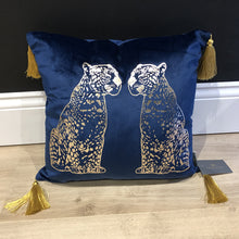 Load image into Gallery viewer, Metallic Leopard on Navy Velvet
