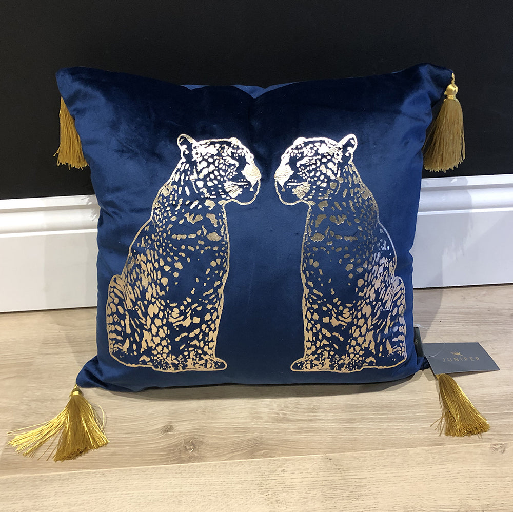 Metallic Leopard on Navy Velvet